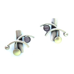 Mauve Catsite Two-tone 'Zen' Stud Earrings by Crono Design